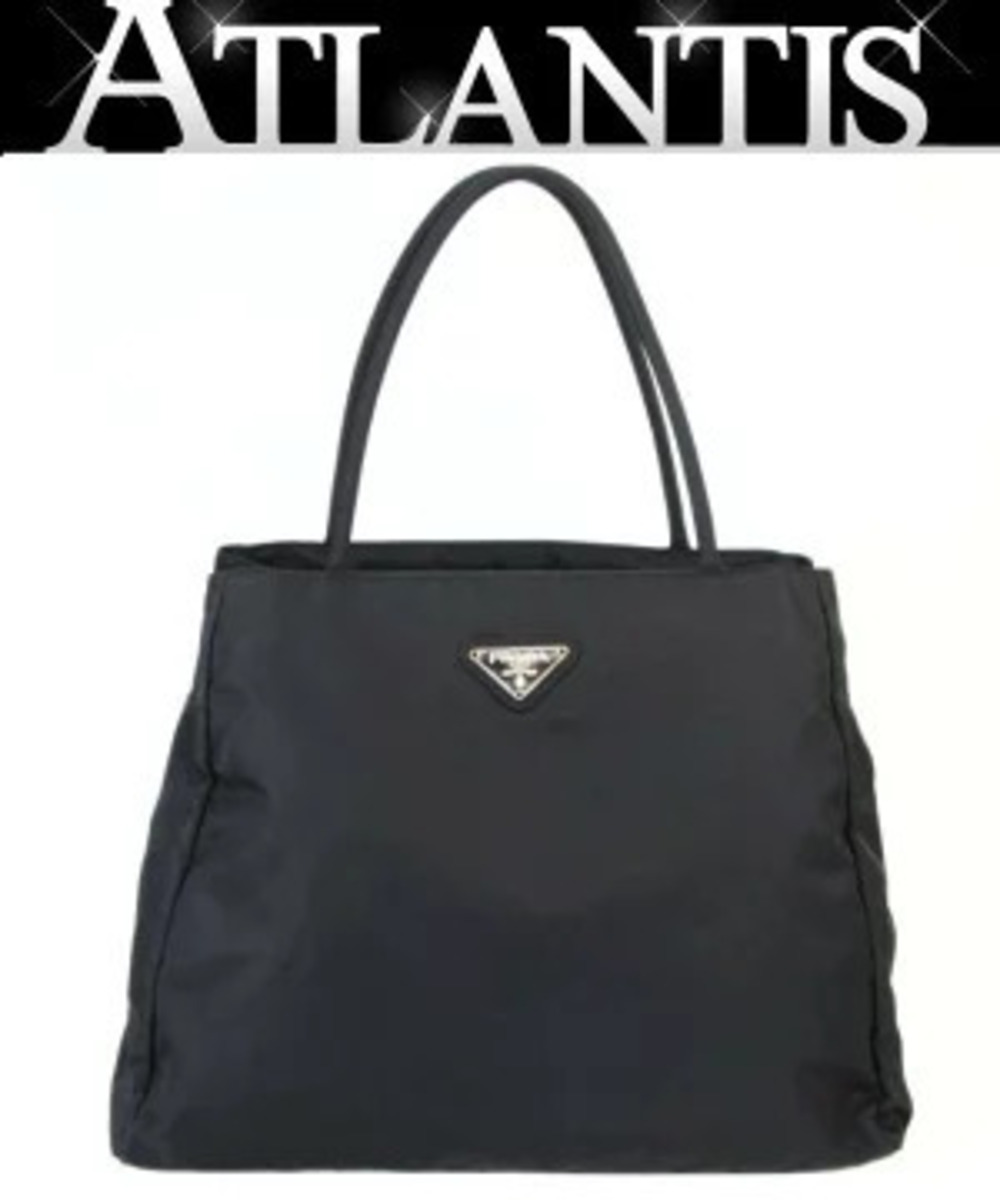 Prada Triangle Tote Tessuto Saffiano Bag Black